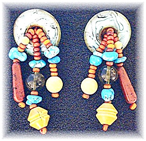 Large Plastic/lucite Turquoise Nugget Earring