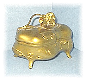 Antique Gold Gilded Metal Pansy Jewl Box