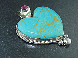 David Troutman Kingman Turquoise Sterling Silver Heart