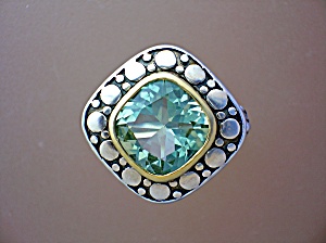 14k Gold Green Amethyst Sterling Silver Ring