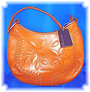 Kenneth Cole Tan Leather Flower Bag Purse (Image1)