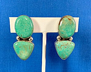 David Troutman Kingman Turquoise Sterling Silver Clips