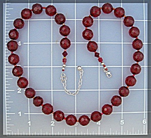 Cherry Amber And Crystal Beads Necklace 18 Inch
