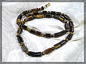Necklace Tigereye Beads 12K Gold Fill Clasp  .......... (Image1)