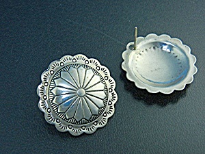 Navajo Conch Pierced Earrings Sterling Silver