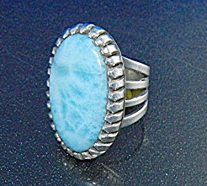 Larimar Antoinette Platero Sterling Silver Ring Navajo