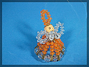 Christmas Tree Ornament Angel Plastic Beads 60s (Image1)
