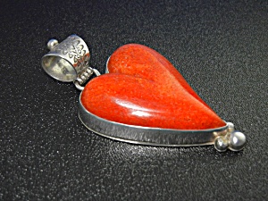 David Troutman Silver Creations Apple Coral Heart Penda