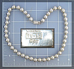 Necklace Sterling Silver 10mm Beads Mexico