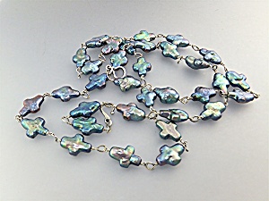 Necklace Handmade Pearl Crosses Sterling Silver Gundi