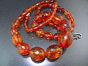 Amber Golden Faceted Graduated Necklace