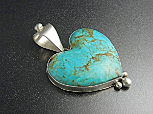 David Troutman Sterling Silver Kingman Turquoise Heart