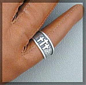 Sterling Silver Crosses Ring Signed LJ Copyright (Image1)
