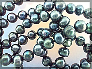 Necklace Freshwater 9mm Black Pearls Hand Knotted