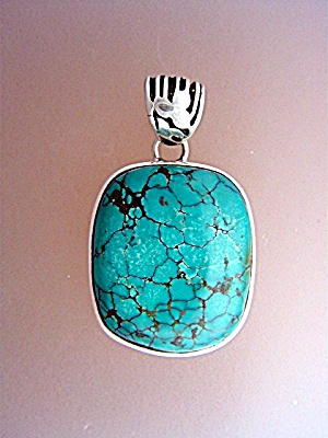 Sterling Silver Chinese Turquoise Pendant