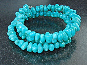 Navajo Turquoise Coil Wrap Free Size Bracelet (Image1)