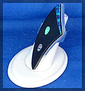Sterling Silver Black Onyx Pink Green Blue Opal  Ring J (Image1)