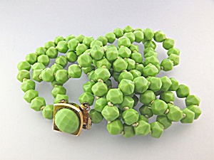 Glass Green Faceted 2 Strand Necklace USA (Image1)
