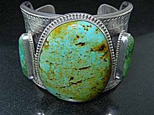 David Troutman Sterling Silver Kingman Turquoise Bracel