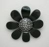 Click to view larger image of Crystal Black Lucite Flower brooch Vintage (Image3)