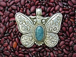 Click to view larger image of Pendant Silver  Blue Jade Butterffly Animals Nepal (Image1)
