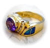 Click to view larger image of 14K Gold Diamond Amethyst Opal Ring  (Image4)