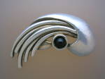 Click to view larger image of Sterling Silver Black onyx Brooch Signed MH 925 (Image2)