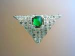 Dress Clips Pair Emerald Green Clear Crystal 
