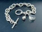 Click to view larger image of Silver Link Bracelet Toggle Clasp 2 Charms (Image4)