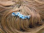 Sapphire Blue and clear Crystal Flower Comb
