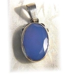 Click to view larger image of Sterling Silver Blue Facet Glass Stone Pendant (Image1)