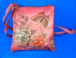 Click to view larger image of Hand Painted Pink Roses Cross Body By Greca India  (Image1)