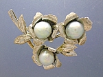Grey Pearl Sterling Silver Flower Brooch