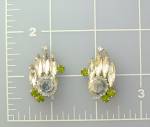 Click to view larger image of Austrian Peridot and Grey Crystal  Clip Earrings (Image3)