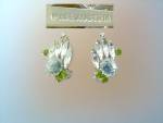 Click to view larger image of Austrian Peridot and Grey Crystal  Clip Earrings (Image4)