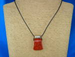 Click to view larger image of Silpada Apple Coral Sterling Silver Leather Necklace (Image2)