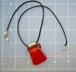 Click to view larger image of Silpada Apple Coral Sterling Silver Leather Necklace (Image3)