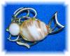 Click to view larger image of Gold Flecked White Glass Fish Pin Brooch (Image2)