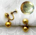 Gold Fill White and Co Dangle Ball Screwback Earrings