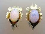 Earrings Jelly Opal Glass and goldtone Flower clips 