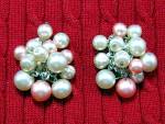 Pearl Cluster Clip Earrings APA mark Pink Cream