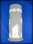 Click to view larger image of Wedgewood Spill Vase C C Figure On Celadon Jasperware (Image2)