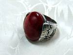 Click to view larger image of Sterling Silver  Sponge Red  Coral Ring Thailand (Image4)