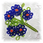 Click to view larger image of 3 3/8 Vintage Beaded Spray Flower Brooch Pin (Image1)