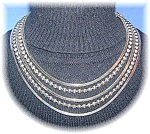 17 Inch 5 Strand Silvertone Necklace