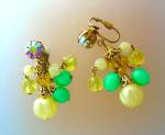 Click to view larger image of Dangly  Clip Earrings Rhinestone and Glass Beads (Image4)