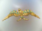 Click to view larger image of Brooch Antique Gilded  Bird with Turquoise  (Image2)