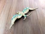 Click to view larger image of Brooch Antique Gilded  Bird with Turquoise  (Image4)