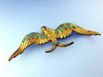 Click to view larger image of Brooch Antique Gilded  Bird with Turquoise  (Image6)
