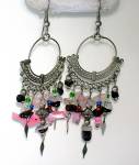 Click to view larger image of Silvertone Rose Quartz Bird Earrings (Image2)